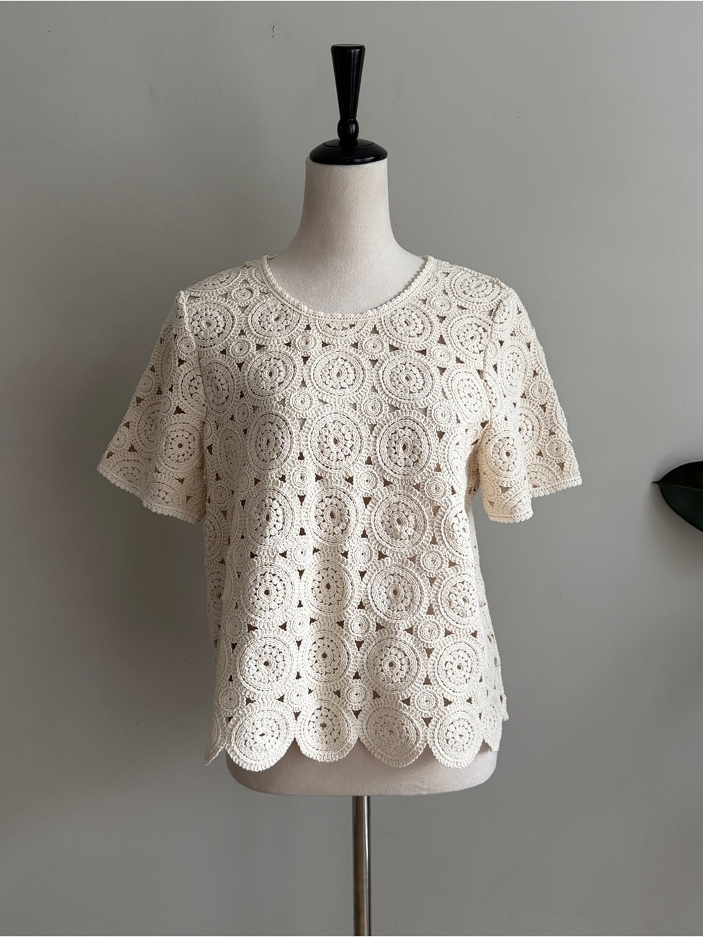 J.Jill Crochet Lace Tee In Barley S - Picture 3 of 9